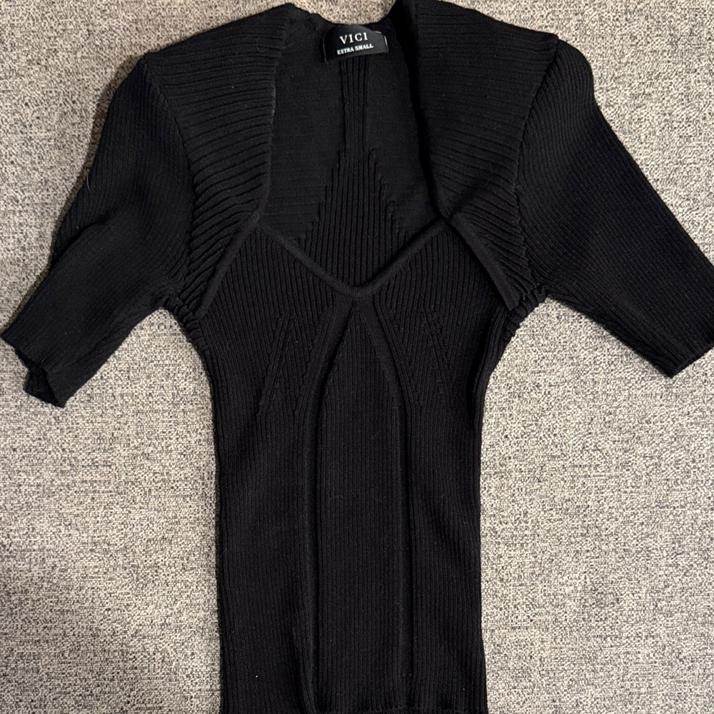 Vici Elegant Black Knit Top